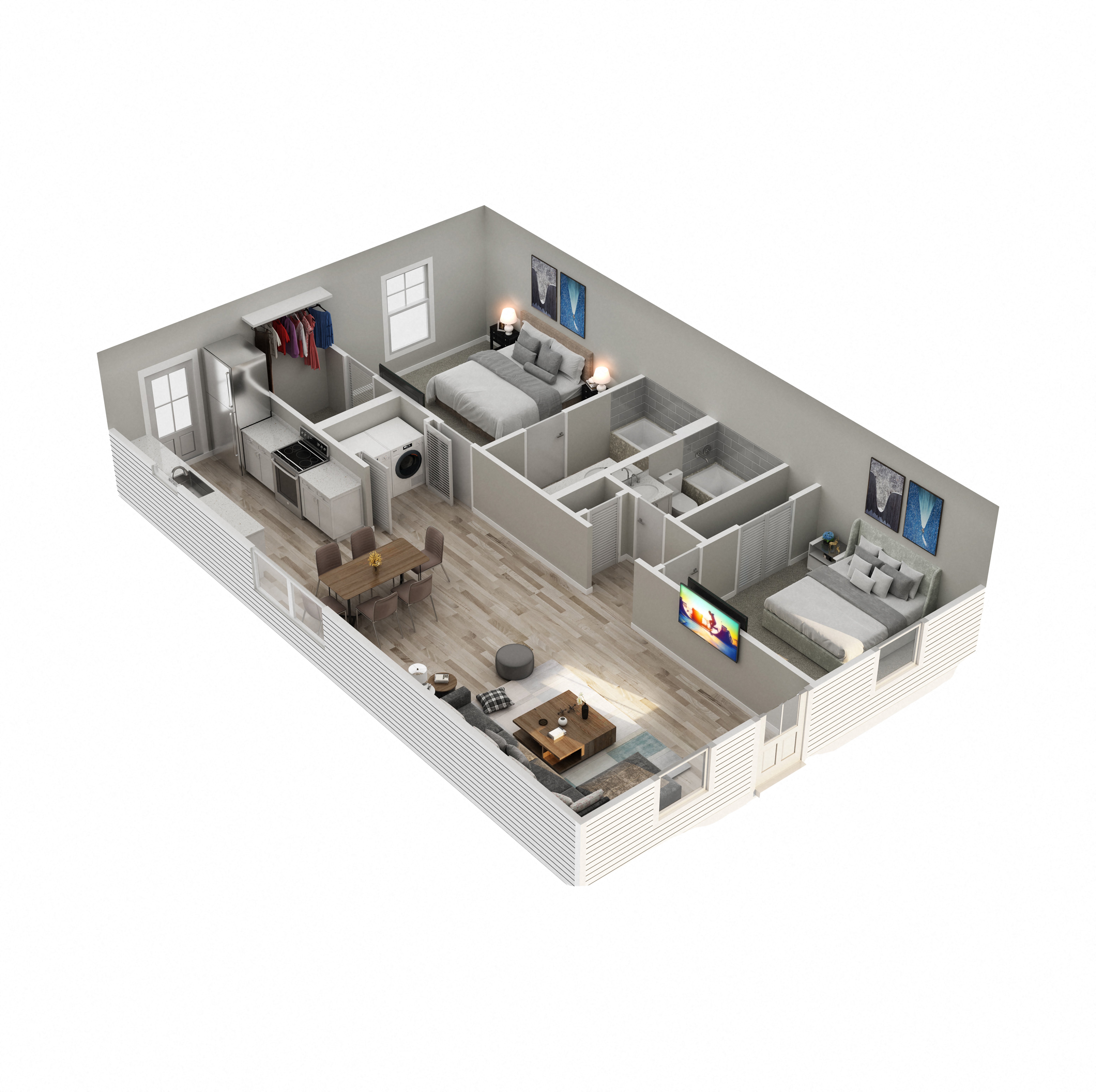 a floor plan of a house with a bedroom and living room